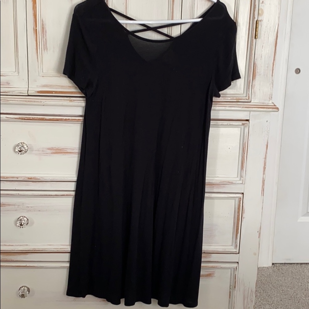 Black cross cross back dress